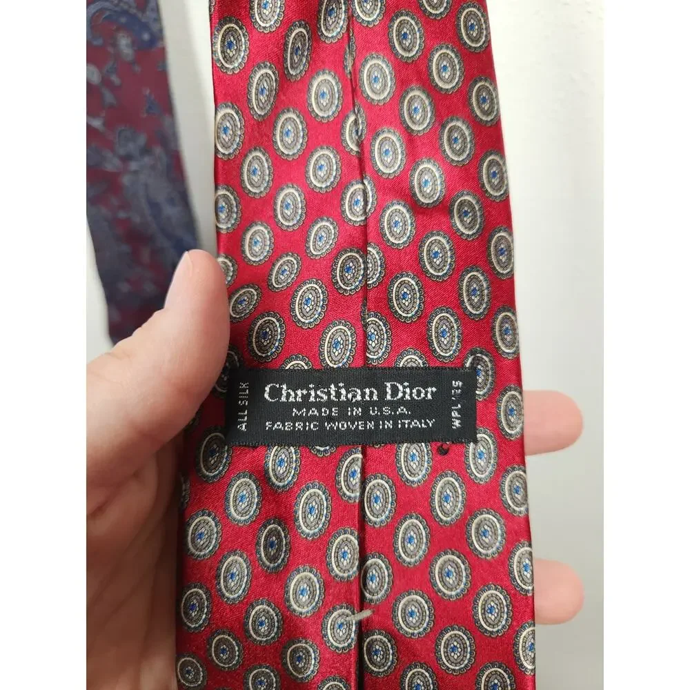 Christian Dior Silk Ties Lot of 2 Vintage 90s Paisley USA Made